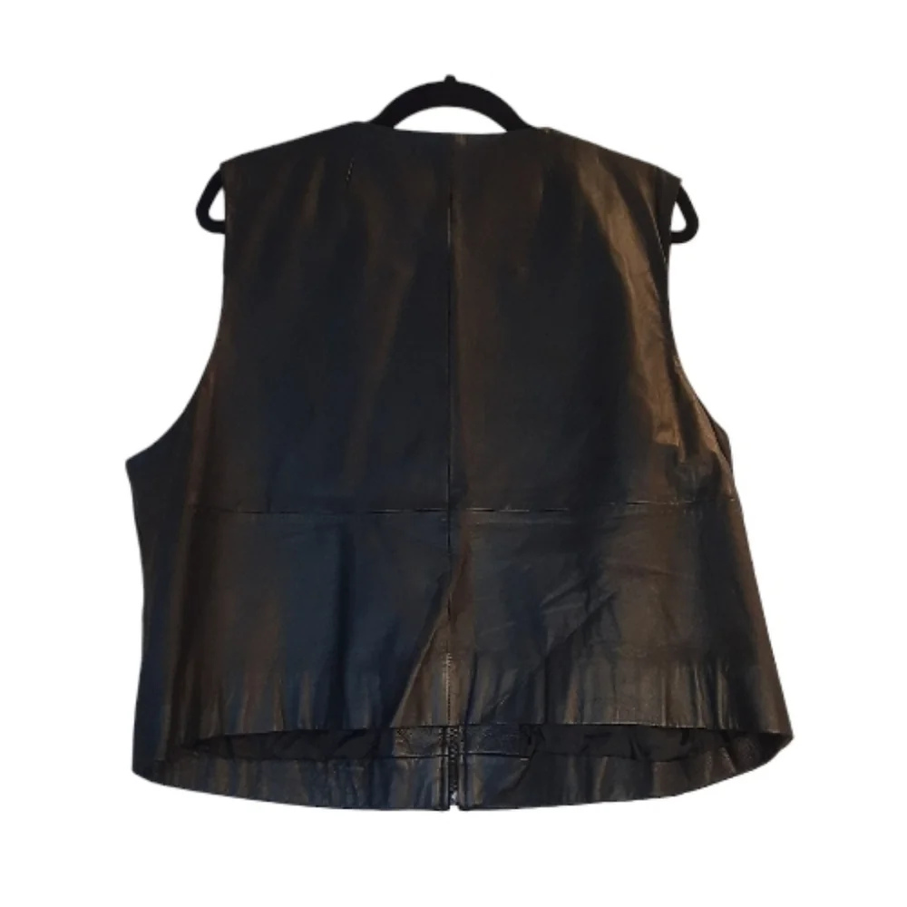 Genuine Leather Women's Vest Matte Black Size 18/20 - Picture 2 of 6
